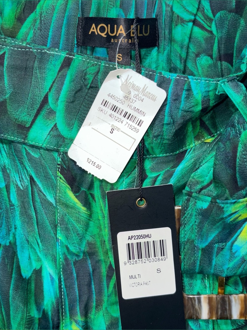 NWT Aqua Blu Australia Victoria Hummingbird Silk Flare Pants S Designer Resort - Picture 5 of 9